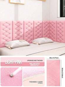 1pc 3D Embossed Foam Wallpaper With Imitation Leather Grain, Soft And Textured, Self-Adhesive Foam Wall Sticker, Reusable And Cuttable, Bedroom Decorative Background, Soundproof And Thickened Wall Covering, Bedside Soft Package, Waterproof, Moisture-Proof, Dust-Proof And Collision-Proof Sticker - Multicolor - View 3