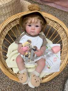 High Quality 18 Inch Full Body Vinyl Bettie Reborn Baby Girl Big Eyes Handmade 3D Painted Newborn Doll Best For Children Christmas/Birthday Present(CD) - Búp bê tái sinh - Xem 7