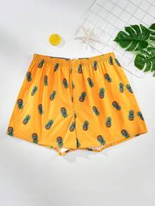 3 件/包男士透气松紧腰印花平角短裤，宽松休闲内裤 - 彩色 - 查看 5