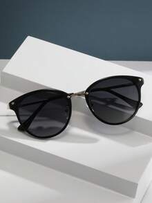 1 par de gafas de sol unisex retro de metal redondas, diseño clásico para uso al aire libre, viajes, playa, vacaciones y uso casual, con protección UV para conducir - Negro - Ver 3