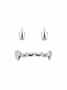 1 szt./zestaw podwójnych zębów z kłami, kombinacja kłów wampira, 6 szt. spiczastych zębów, rekwizyt na scenę Halloween, zabawny kostium cosplay hip-hopowy, unisex 1 zestaw podwójnych zębów z kłami, kombinacja kłów wampira, 6 szt. spiczastych zębów, rekwizyt na scenę Halloween, zabawny kostium cosplay hip-hopowy, unisex (dostawa losowa)