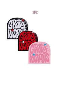 Outdoor Casual Sport Cap For Running Riding Hiking Women Harajuku Punk Cool Hat Soft Warm Fashion Skullies Beanies, Halloween Letter Bohemian Acrylic Knit Hat, All Season Autumn Decor - A - View 25