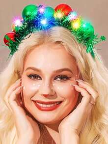 1 件圣诞头带装饰灯，LED 圣诞氛围夜灯，纽扣电池供电，亮片圣诞童话头饰装饰灯，圣诞节、派对、主题装饰、婚礼、酒吧、房间、客厅、狂欢节、拍照、生日、派对、狂欢节、圣诞礼物、家庭聚会、单身派对装饰的节日装饰，适合圣诞节、感恩节、新年作为理想的节日礼物、生日礼物、结婚礼物 - 彩色 - 查看 1