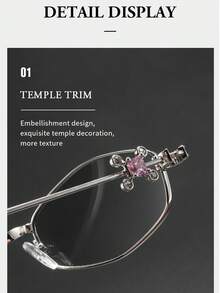 New Ins Glitter Elegant High-End Rhinestone Metal Frame Fashion Personalized Small Frame Flattering Face Shape Glasses - Multicolor - View 6