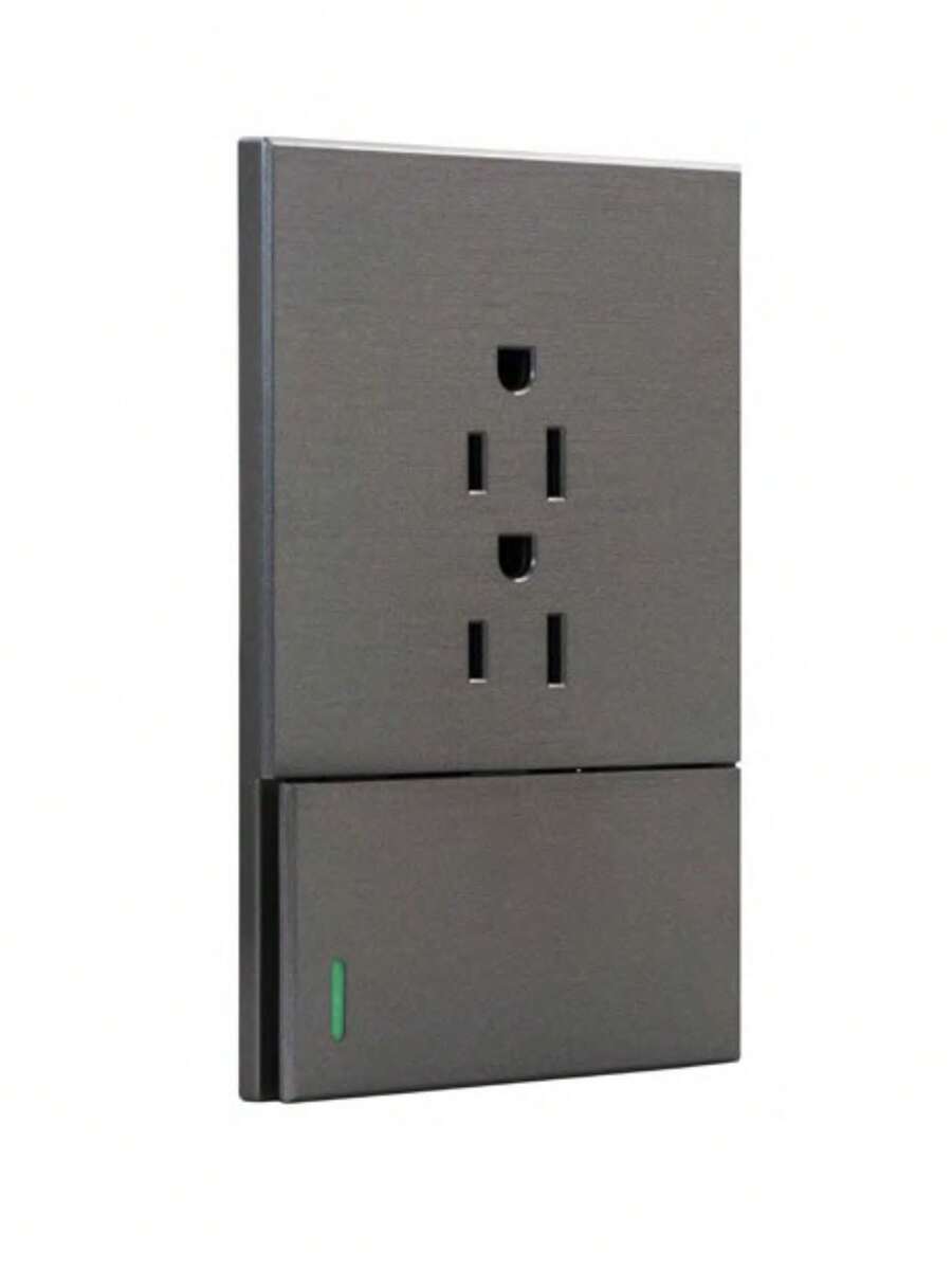 Placa de Diseño Elegante con Apagador y 2 Contactos - Plateado - Ver 1