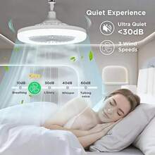Ventilador de techo Moreka Crystal, luz LED de 34 W con ajuste de luz silencioso, 3 velocidades, ventilador portátil para el hogar de 10 pulgadas - 1PCS - Ver 2