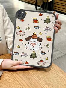 可爱甜美的小狗插画 | 原创卡通狗图案设计 | 可爱甜美风格的防摔平板电脑保护套，内置360度加厚防摔保护套，适用于第十代10.9英寸平板电脑，便携式皮革10.2英寸平板电脑保护套 - 彩色 - 查看 2