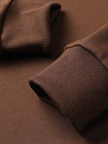 Conjunto de sudadera con capucha y pantalones con cordón en la cintura, estampado con letras, de ajuste holgado y ligero para hombre. Ropa deportiva de moda casual, adecuada para ir al trabajo, pescar, acampar, ir al gimnasio o de vacaciones en primavera y otoño. - Café integral - Ver 3