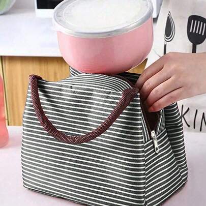 便携式防水隔热食品袋 - 可折叠牛津布午餐收纳袋，带肩带，旅行包装收纳盒，野餐叉勺刀袋，便携式不锈钢餐具套装袋，便携式食品袋，适用于野餐、工作、休闲外出、学校用品、大学用品、旅行必需品