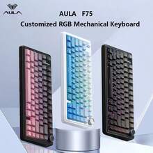 AULA Bàn phím cơ chơi game F75 Bluetooth/2.4G không dây/có dây, ba chế độ tùy chỉnh, phù hợp cho PC, Laptop. Sản phẩm có đệm phím PBT toàn bộ phím, có thể tháo lắp nóng, cấu trúc đệm viền 75%, RGB phổ thông và nhiều tùy chọn keycap. Đây là bàn phím chuyên dụng cho văn phòng, chơi game và thể thao điện tử. - Nhiều màu - Xem 2