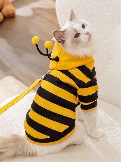 Moletom com capuz de abelha engraçado para animais de estimação, suéter de Natal feio e fofo, casaco quentinho, roupa para festa de fim de ano para cachorro, moletom adorável, roupa de fim de ano, moletom com capuz para cães e gatos pequenos