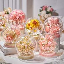 Bộ xếp hình trang trí bằng hoa nhài/hồng/tulip/dành dành/lan/anh đào/hướng dương được làm thủ công, chống bụi, chất lượng cao, thích hợp cho Ngày Valentine/Ngày của Mẹ/Giáng sinh/Sinh nhật/Lễ Tạ ơn. - Nhiều màu - Xem 1