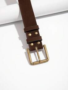 1 chiếc thắt lưng da khóa vuông cổ điển dành cho nữ, thích hợp sử dụng hàng ngày vào mùa thu/đông - màu nâu - Xem 5