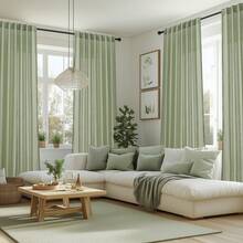 4 Panels Linen Blend Semi-Sheer Curtains Back Tab, Farmhouse Style Light Filtering Drapes For Living Room Bedroom Dining Room, Privacy Protection Window Treatments - Sage Green - 查看 8