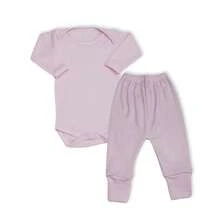 4 Piece Set Long Sleeve Bodysuit With Booties, Hairband And Ribbed Knit Pants / Baby Girl Set With Booties And Hair Bow Pink BB - 淺粉色 - 查看 3