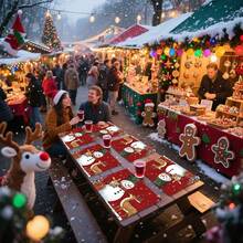 1 pieza/4 piezas/6 piezas/100 piezas Vajilla con patrón de muñeco de nieve y alce, aislante térmico, de poliéster lavable a máquina, vajilla protectora, decoración central, decoración diaria para la sala de estar familiar, adecuada para decoración de reuniones grupales