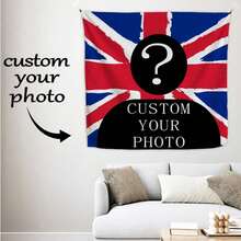 1pc Customizable Personalized Photo & Text Flag Tapestry, Suitable For Birthday, Wedding, Halloween, Christmas, Party, Father's Day/Mother's Day, Home Decor, Bedroom Aesthetics, Room Decor, Bedroom Decoration, Party Decoration Tapestry - Multicolor - View 8