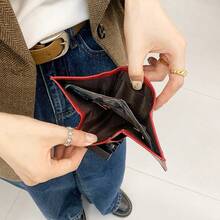 Portafoglio unisex in stile giapponese, a tre ante, in pelle PU, con scomparti per monete, carte e banconote, rimovibile, portamonete, portafoglio mini, portafoglio piccolo, adatto sia per uomo che per donna