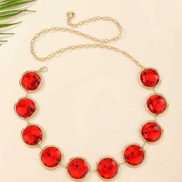 10 pièces Accessoires de chaîne de taille en alliage de zinc à motif de losange en turquoise rouge, cadeau de Noël idéal pour la famille et les amis