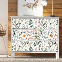 1 卷清新花卉植物印花防水防潮即撕即贴壁纸，法式浪漫碎花可撕壁纸，适用于卧室、客厅、特色墙、家具翻新、橱柜、书桌、花卉壁画贴纸，有白色/黑色/绿色可选，尺寸 44*300/500/1000 厘米