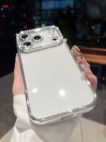 Luxury Rhinestone Electroplated Silver Phone Case Compatible With Iphone 17 Pro Max/17 Pro/17 Air/17, Soft Shell, Minimalist New Design - Silver + Lens Film for IPhone 17 Series - View 8
