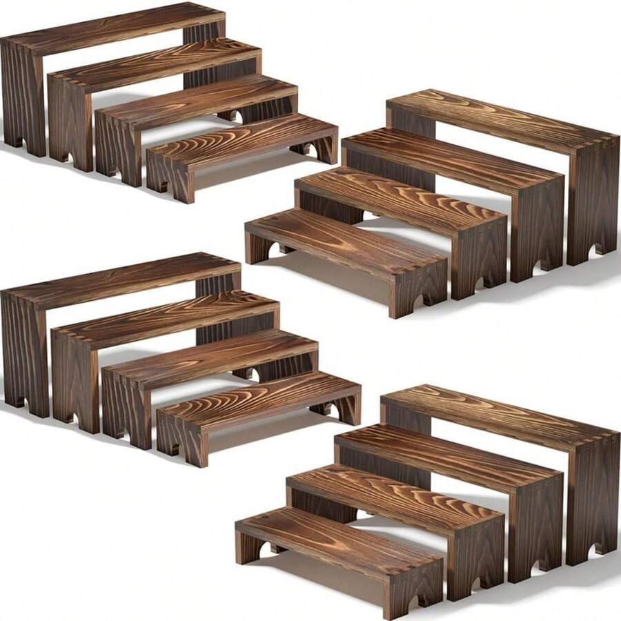 Large Wooden Tiered Riser Display Stands Stackable Wooden Cupcake Stand ...
