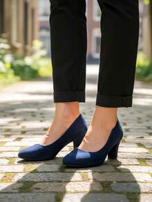 Pointed Toe High Heels, Suitable For Commuting, Office, Party, Wedding, All Seasons - Blue - View 2