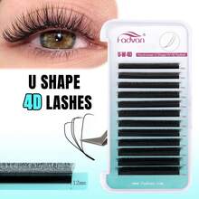 FADVAN 12 file di ciglia per estensioni ciglia a forma di U C/D 4DW, ciglia naturali super morbide, estensioni ciglia a ventaglio pronte, forniture per estetiste di ciglia