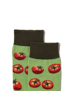 1 Pair Novelty Tomato Pattern Ankle Socks, Funny Food Print Unisex Casual & Formal Socks, Unique Gift - Multicolor - View 4