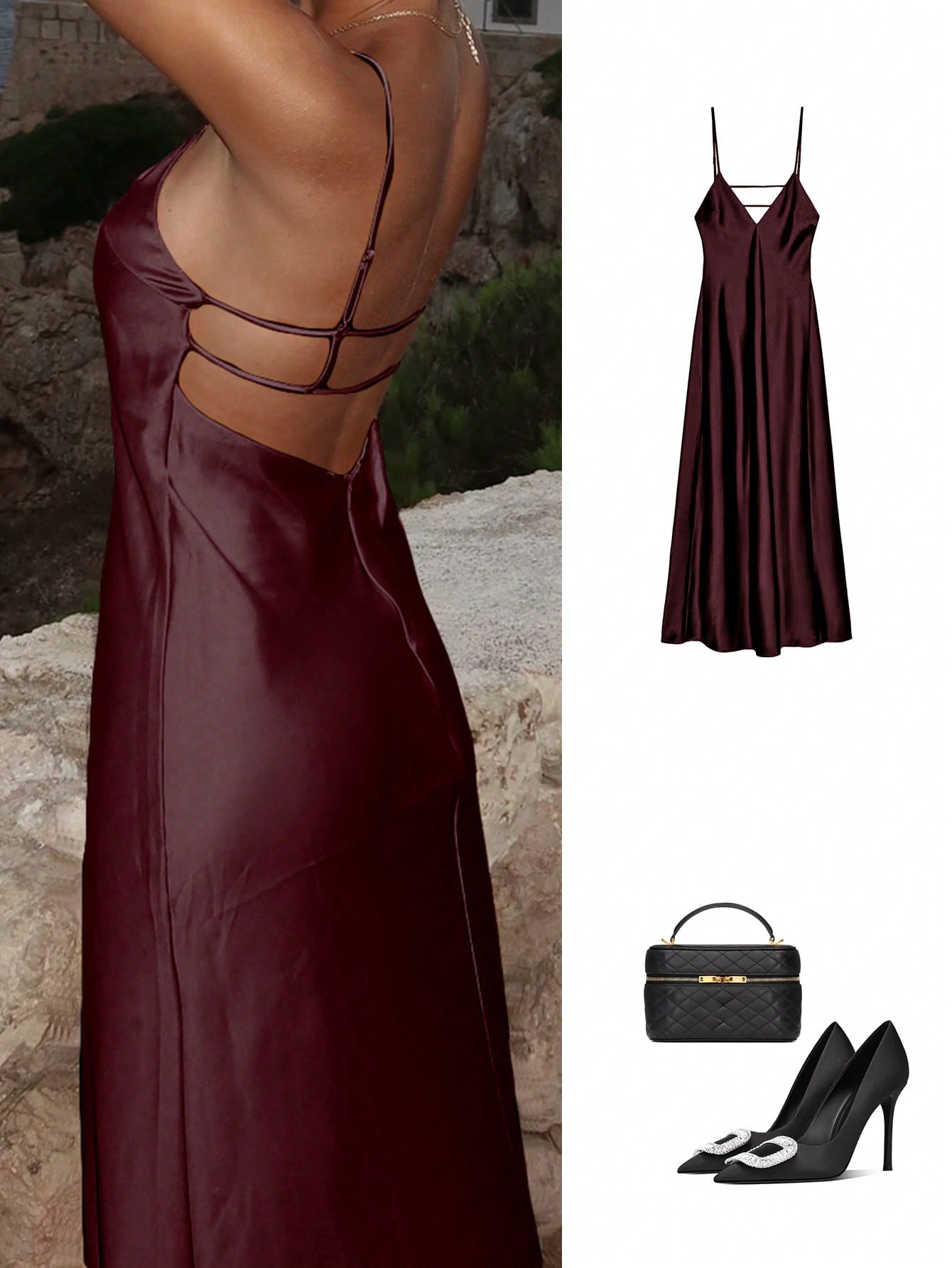 Vestido de verano de mujer con sensación de satén, sin mangas y sexy