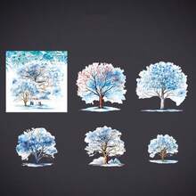 10pcs/Pack Vintage Waterproof Large Size Mother Of Pearl Effect Stickers, Flower Tree Floral Design, For Journal Diary Decor Back To School - Multicolor - View 17