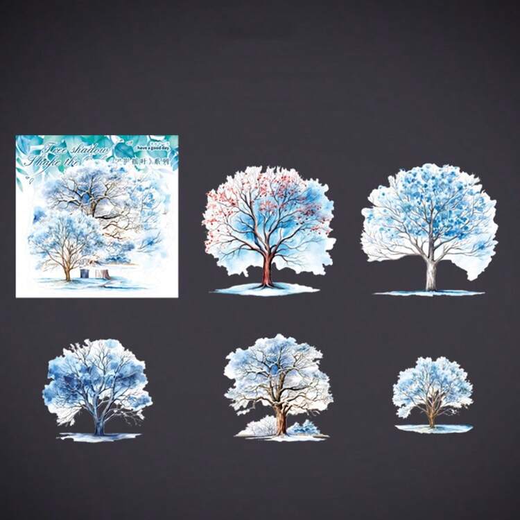 10pcs/Pack Vintage Waterproof Large Size Mother Of Pearl Effect Stickers, Flower Tree Floral Design, For Journal Diary Decor Back To School - Multicolor - View 17