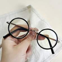 1 Piece Vintage Small Round Frame Eyeglasses - Stylish And Comfortable With Blue Lenses For Men And Women - 銀色 - 查看 9