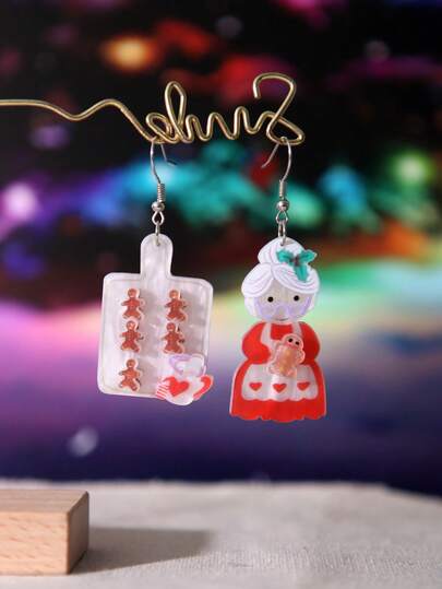 Orecchini pendenti in resina acrilica a forma di omino di pan di zenzero e animali domestici, orecchini divertenti e di per donne e ragazze, regalo perfetto per San Valentino, Natale, Capodanno, compleanni