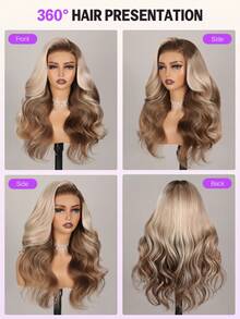 MEGALOOK 6"X5" Lace Front Wig, Ombre Brown Wavy Curly, 100% Human Hair - Pre-Plucked & Trimmed Lace, Easy To Wear, Invisible Knots, Transparent Lace, Natural Hairline, No Glue Needed, Golden Wavy Curls - No Glue, Beginner Friendly, Durable & Long-Lasting, Lightweight Cap - Trendy Color - View 6