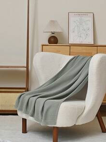 1 pieza Manta de punto verde sólido para bebé, diseño minimalista clásico, súper suave, cálida, ligera, manta decorativa estacional, adecuada para siesta, camping, viaje y decoración del hogar/oficina - Sin electricidad, sin plumas, hipoalergénica, fácil de cuidar, rosa, gris, azul, morado, decoración de otoño, decoración de habitación, vuelta al colegio, útiles escolares