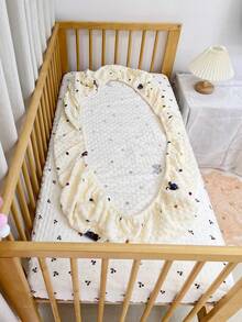 1pc Plush Dotted Baby Crib Sheet, Newborn Animal Print Fitted Crib Mattress Cover, Cute Bedding For Children Room, Machine Washable, 60x120cm - Multicolor - View 7