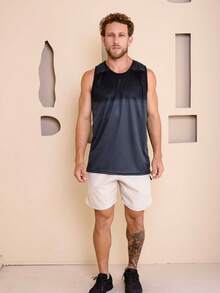 Men's Sublimated Grade Breathable Tank Top For Workout Gym Simple Summer Regular Fit No Halloween - رمادي غامق - مشاهدة 7