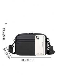 男士时尚休闲斜挎包，大容量青年街头风单肩包，新款情人节礼品袋 - 黑色 - 查看 12