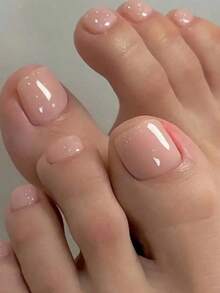 Y2K Style Short Square Toe Nail Set Of 24,Press On Nails Powder Pink Color, Gradient, Simple And Cute Style, Removable False Nail Stickers For Festival, Party, Date Or Daily Wear To Enhance Your Elegant And For Beautiful Manicure Nail Supplies Nails - Follow Your Heart - 查看 1