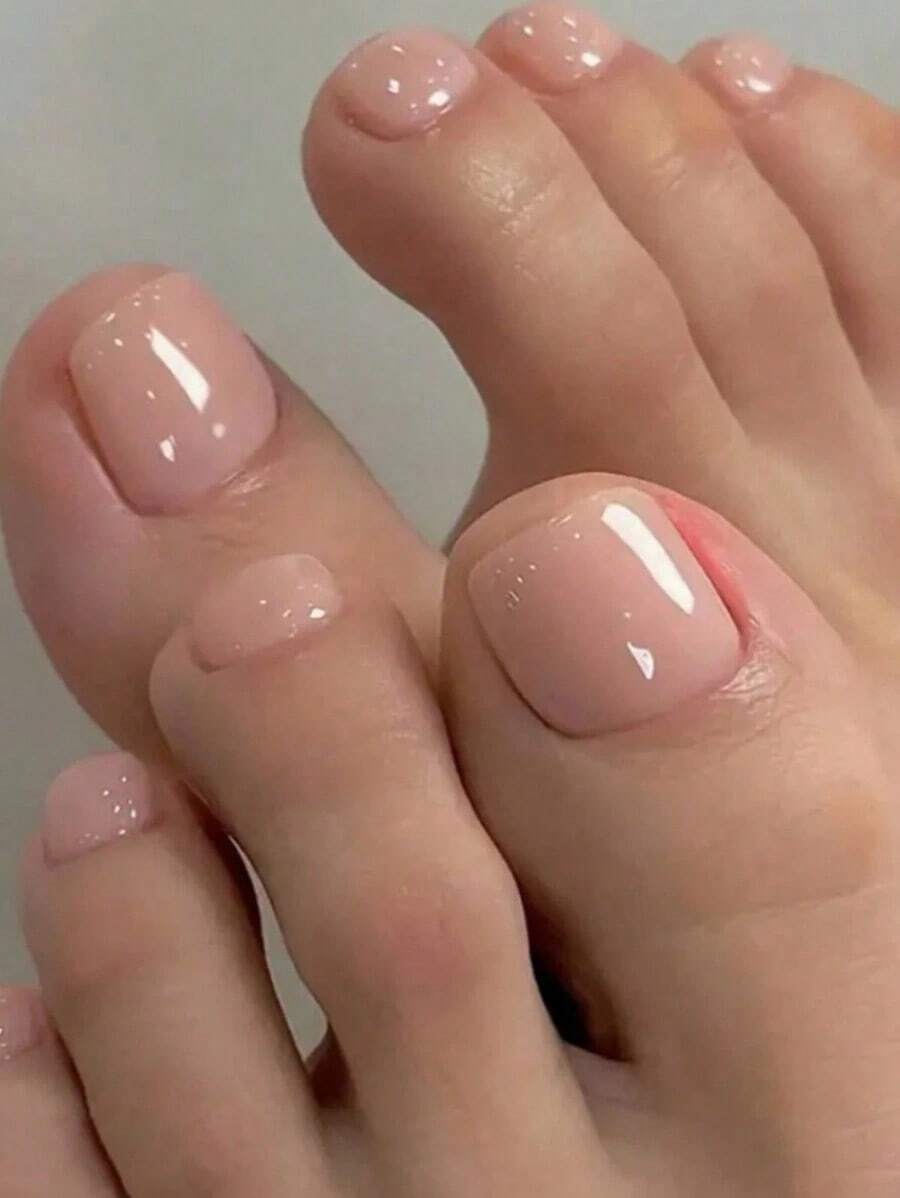 Y2K Style Short Square Toe Nail Set Of 24,Press On Nails Powder Pink Color, Gradient, Simple And Cute Style, Removable False Nail Stickers For Festival, Party, Date Or Daily Wear To Enhance Your Elegant And For Beautiful Manicure Nail Supplies Nails - Follow Your Heart - 查看 1