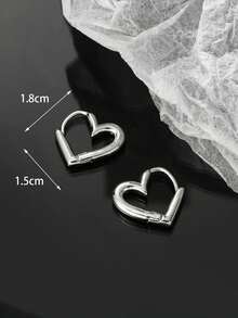 "Andkiss 1 Pair Pentagram Hoop Earrings,  & Stylish Jewelry For Women, Perfect For Everyday Wear & Festivals" - Bạc - Xem 4