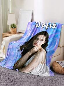 1 Bed With Customized Name Blanket, Personalized Bedding Blanket With Name, Personalized Throwing Blanket, Cute Flower Bookshelf Blanket, Comfortable Blanket, Family Gift, Birthday Gift, Christmas Gift, Personalized Gift, Gift For Friends, Gift For Boys And Girls