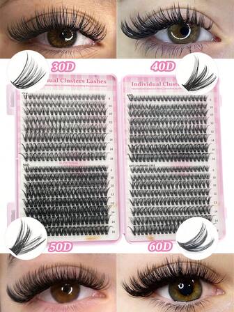 Lash Extension Kit High-Capacity Combination Lashes Kits 640 Pcs DIY Eyelash Extension Kit 304050D Lash Clusters D Curl Individual Lashes Kit With Lash Bond And Seal And Tweezers 9-16mm Mixed Lash Extension Kit