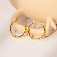 Set de 3 pendientes de aro grandes y exagerados personalizados de acero inoxidable para mujeres, pendientes circulares minimalistas de oro que no se desvanecen