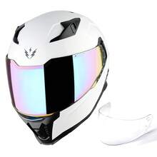 1Storm Motorcycle Full Face Helmet For Adults Men And Women Street Bike Racing Helmet DOT Approved With One Extra Clear Shield: KT828 Glossy White - L - View 1