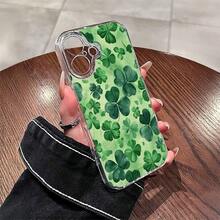 Clover Pattern Mobile Phone Case Decorated With Vibrant Green Leaves And Fresh Spring Design Suitable For IPhone 17 16 15 14 13 12 11 Pro Plus Promax Models TPU Material Shockproof Protection It Is A Great Gift For Family Friends Children Birthdays Spring Festival Holidays Boyfriends Girlfriends And Valentine's Day - 無色 - 查看 3