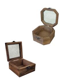 1 Piece Wooden Antique Home Decor Storage Box, Cosmetic And Sundry Storage Cabinet For Women Storage Organizer Travel Essentials Gift Back To School - Coffee Brown - View 7