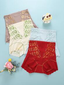 4 Peças Calcinha Modeladora de Cintura Alta com Controle de Barriga Sem Costura para Mulheres - Multicolorido - Visão 2