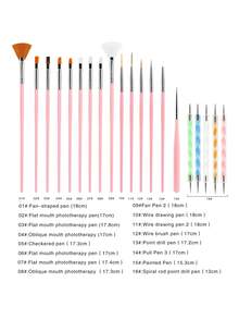 20pcs Nail Art Pen Set, Nail Art Tool Kit, Dotting Pen, Dust Brush, Long Nail Art Pen, Nail Art Drawing Pen, Nail Art Pen Tool Kit, Double-Ended Nail Tool, Lining Pen, Silicone Dotting Pen Tool Set, Home Nail Salon DIY Nail Art Kit - Multicolor - View 4